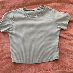Garage light blue short sleeve crop top